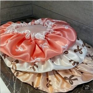 Elegant Ribbon Double-Layer Shower Cap
